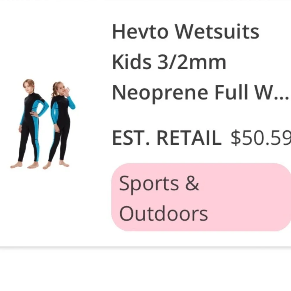 Hevto Wetsuit Kids Size 5 Blue Black New 3/2mm‎ Neoprene Full Suit Back Zip K01
